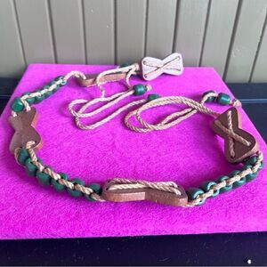 Rope Colored Wood Beaded Tie Belt